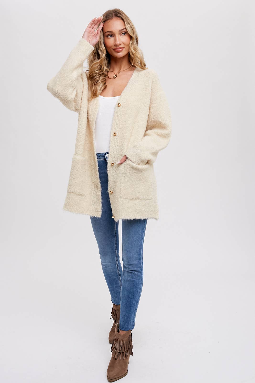 Oatmeal Boucle Cardigan