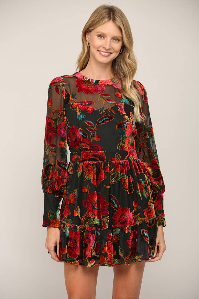 A Dozen Roses Velvet Dress