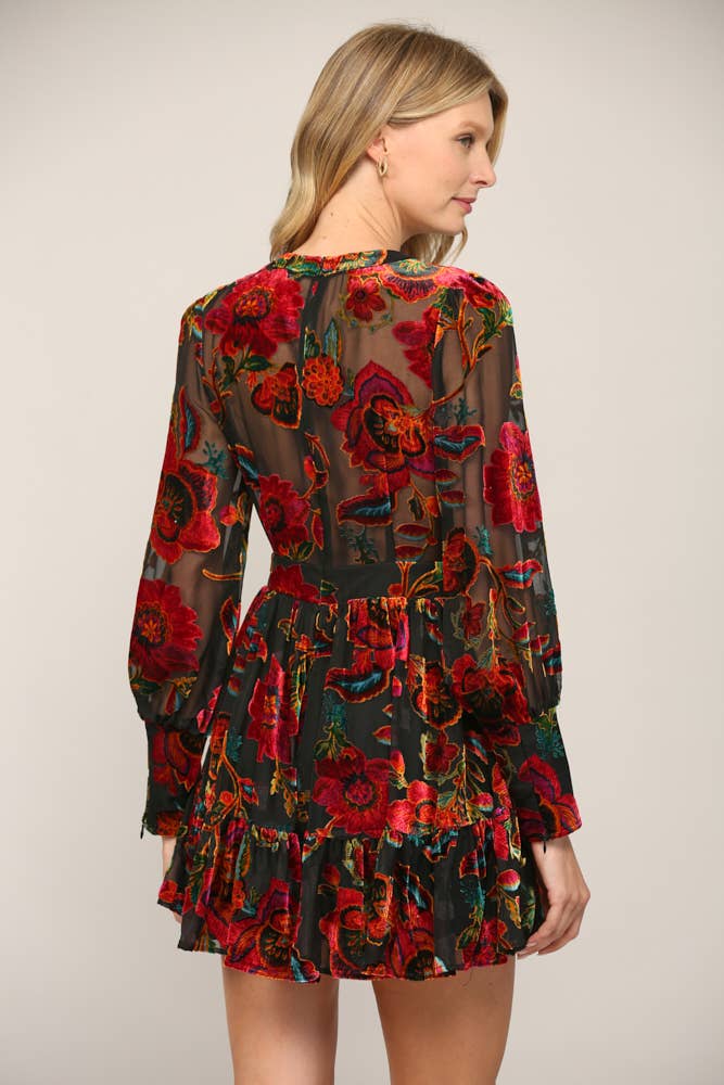 A Dozen Roses Velvet Dress