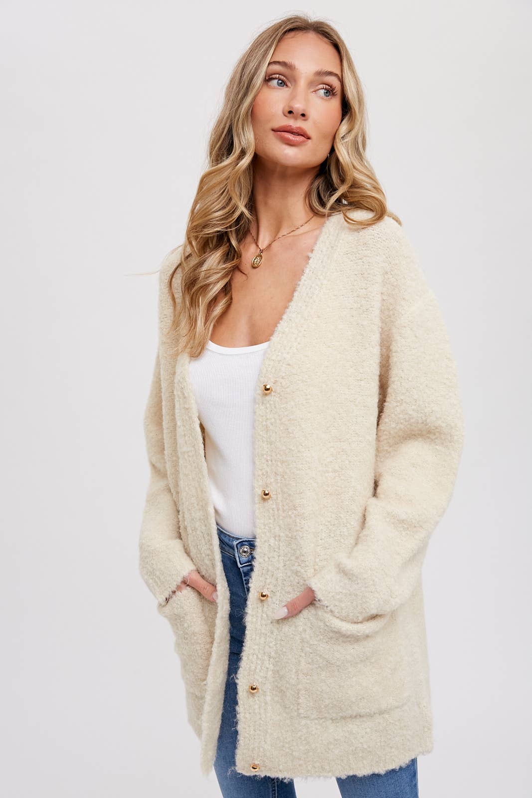 Oatmeal Boucle Cardigan