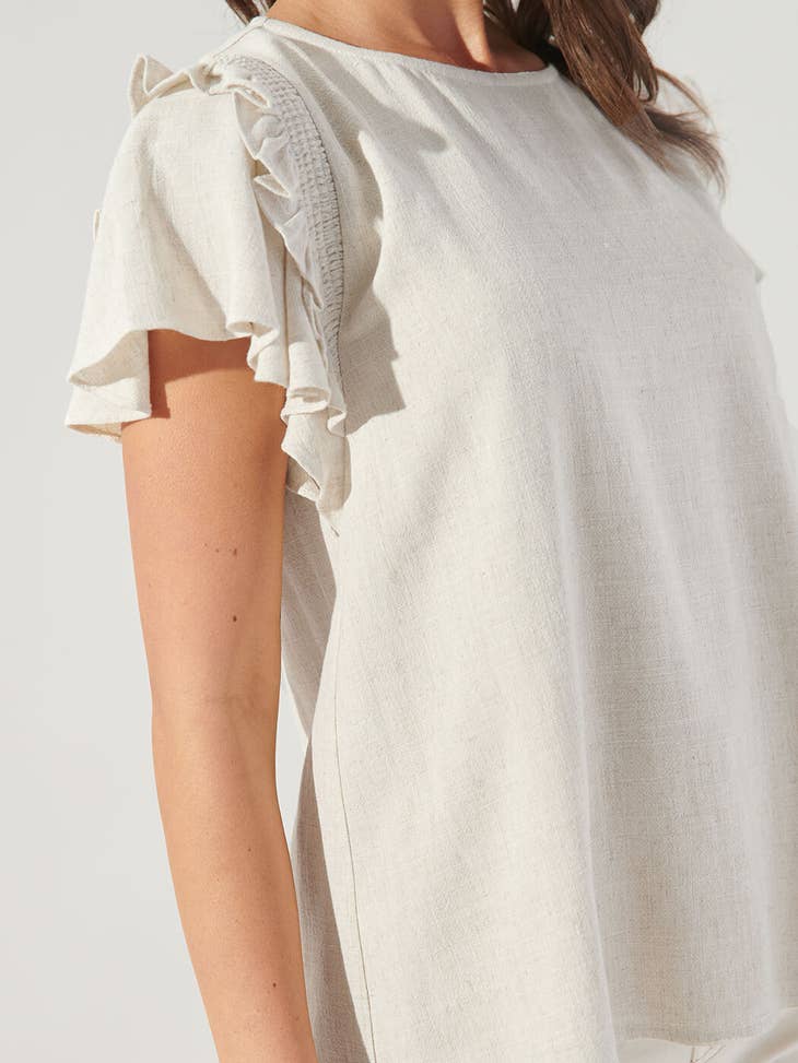 Au Naturale Linen Ruffle Top