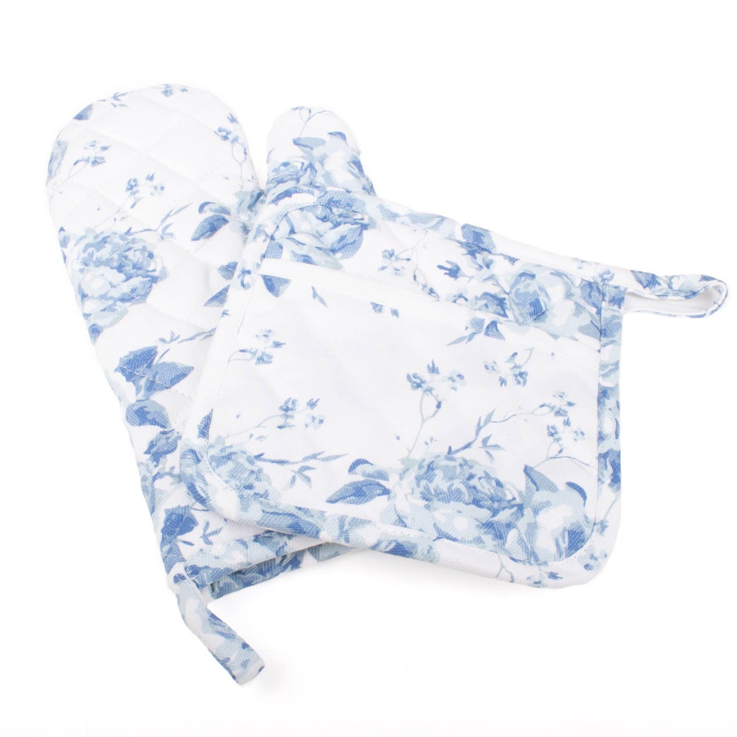 Blue Rose Oven Mitt Set