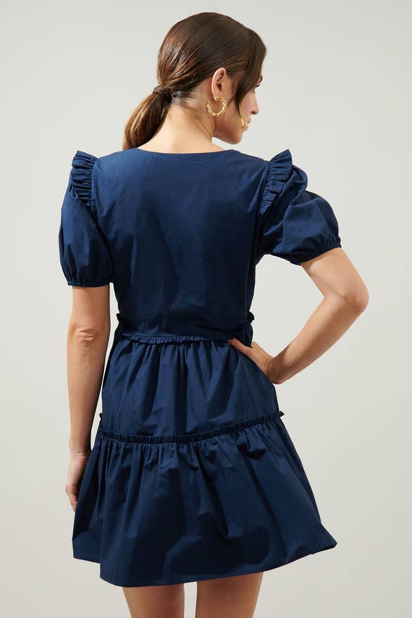 Collegiate Navy Poplin Mini Dress