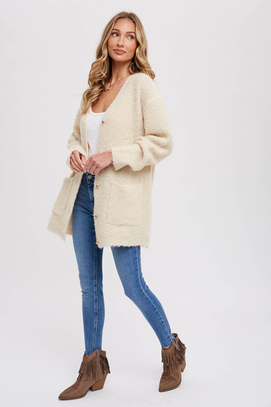 Oatmeal Boucle Cardigan