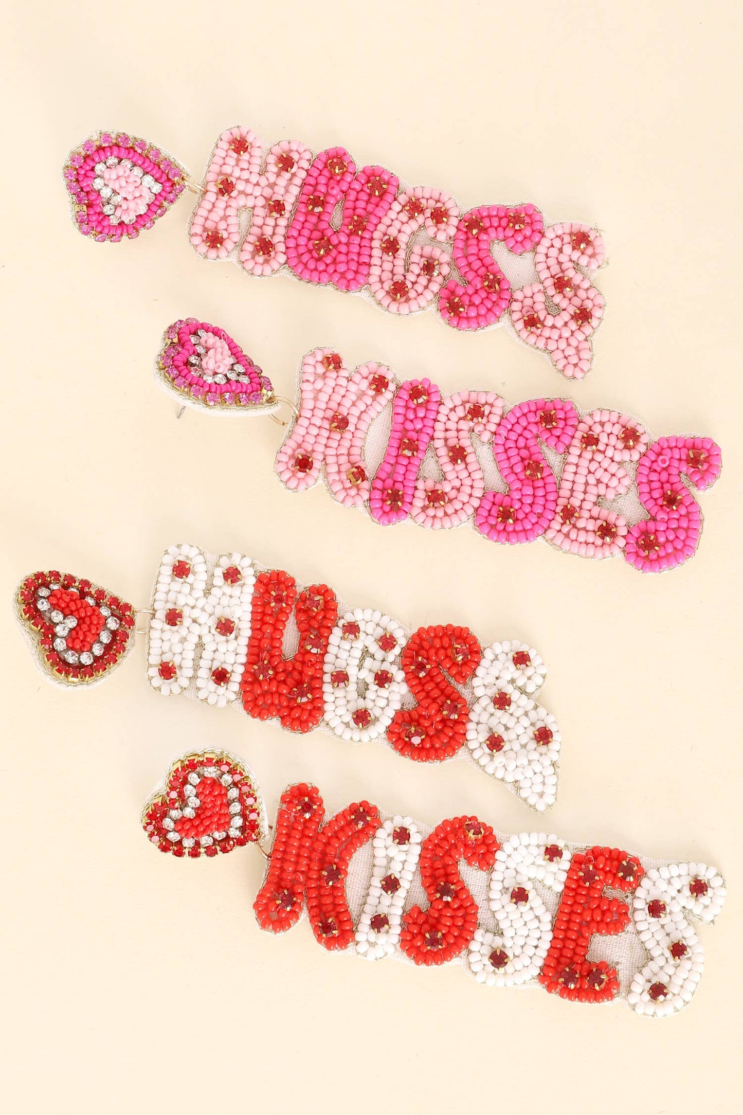 Hugs & Kisses Beaded Valentine Earrings