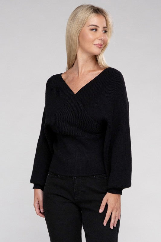 Criss cross neck on sale sweater