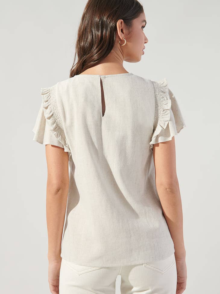 Au Naturale Linen Ruffle Top