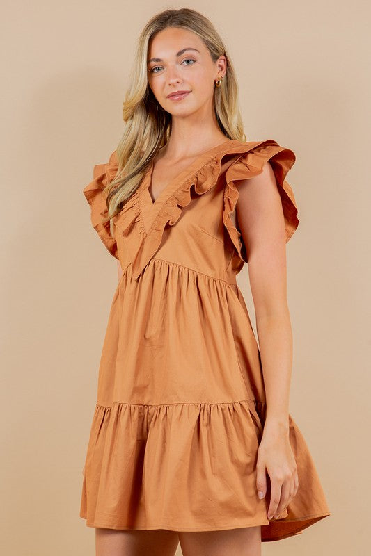 Caramel Dreams Ruffle Dress