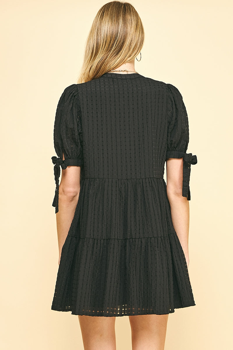 Puff Sleeve Black Mini Dress