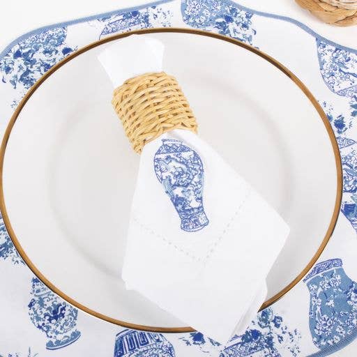 Ginger Jar Rose Scalloped Reversible Placemat Set