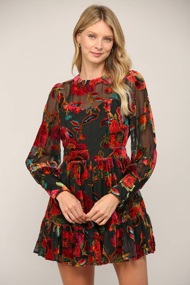 A Dozen Roses Velvet Dress