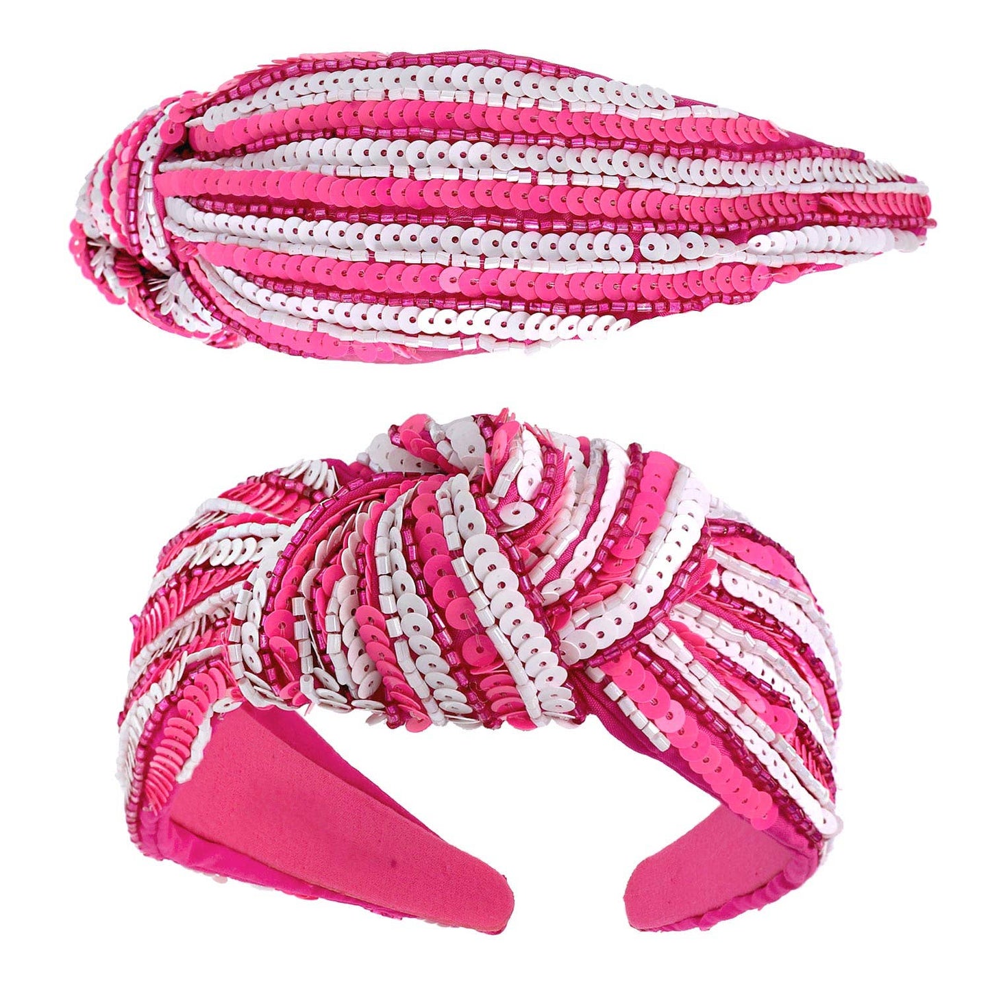 Fuchsia Sequin Striped Top Knot Headband