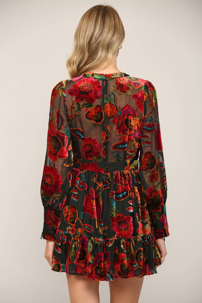 A Dozen Roses Velvet Dress