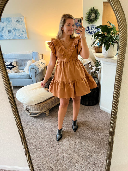 Caramel Dreams Ruffle Dress