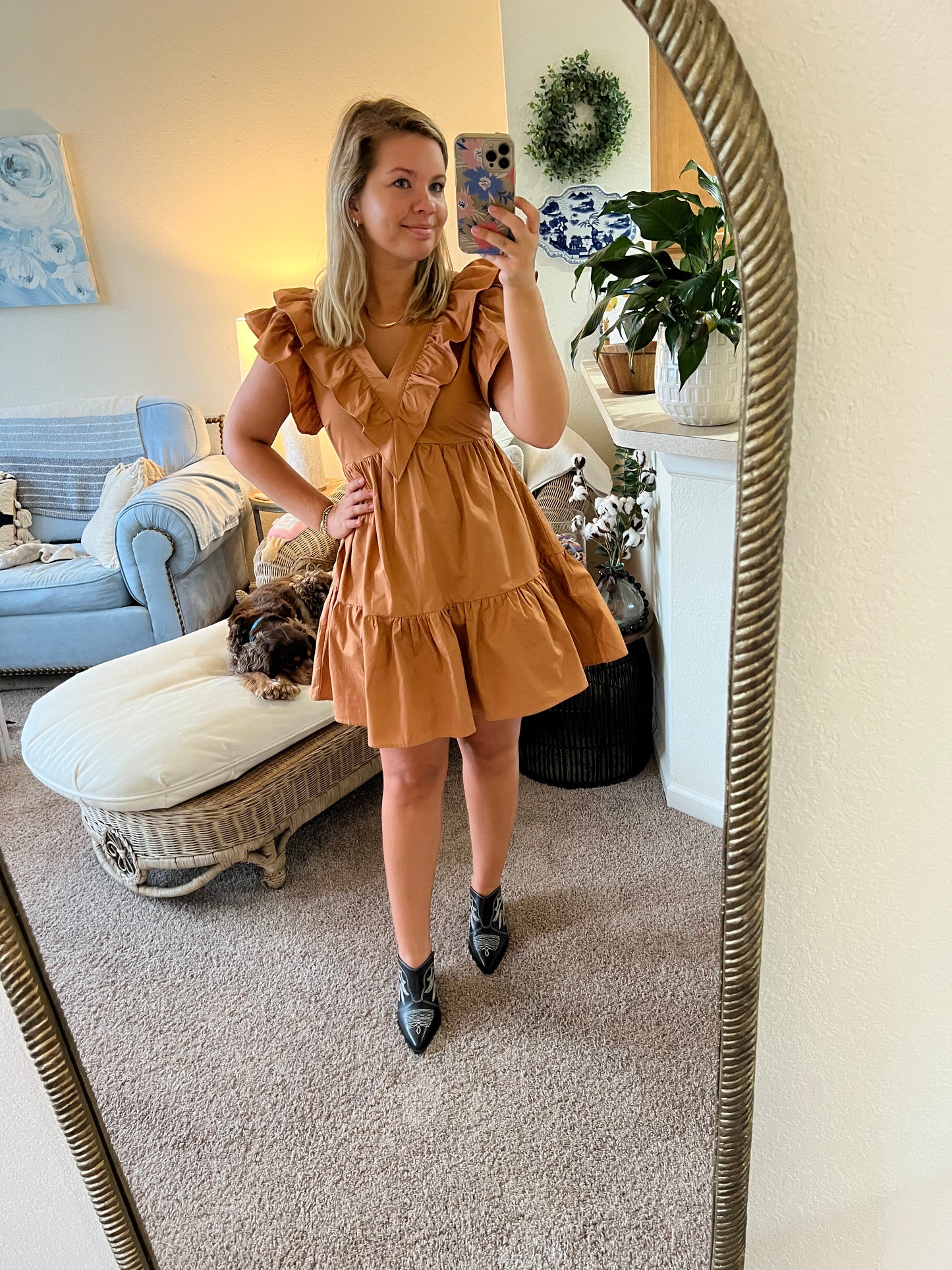 Caramel Dreams Ruffle Dress