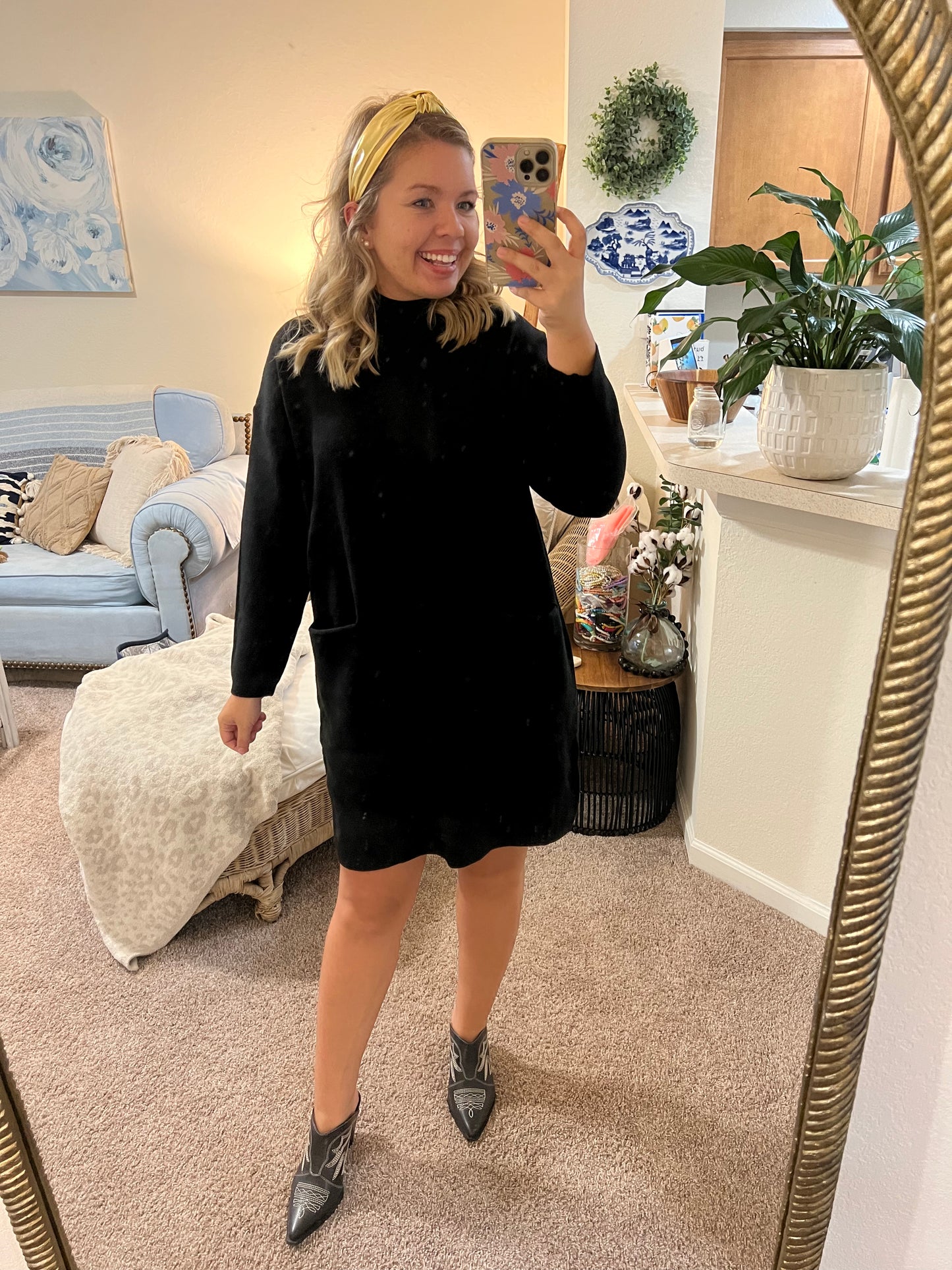 Mock Neck Sweater Mini Dress