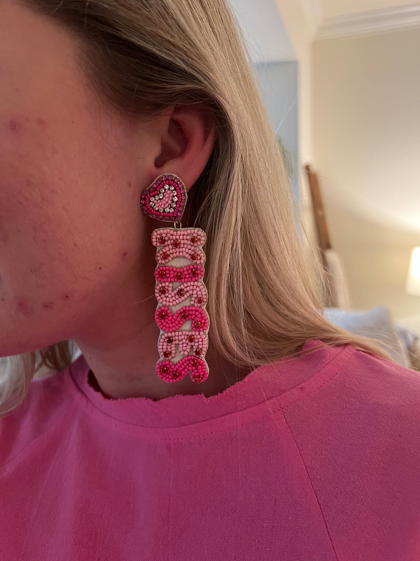 Hugs & Kisses Beaded Valentine Earrings