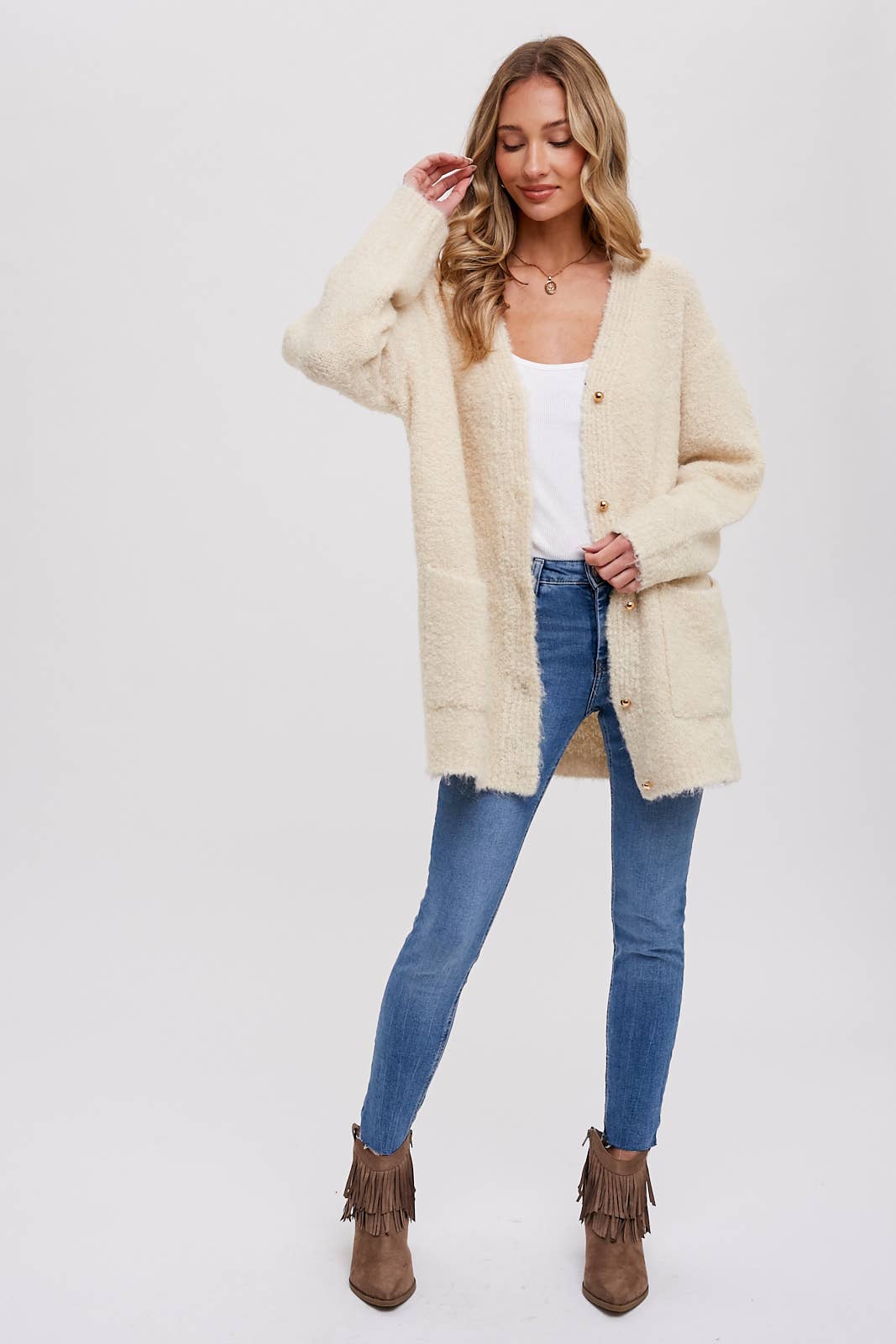 Oatmeal Boucle Cardigan