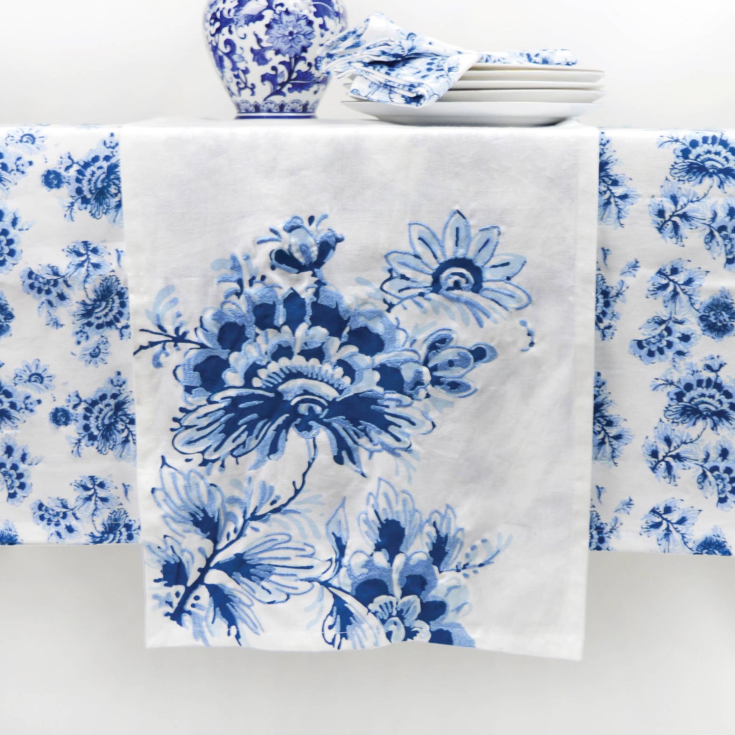 Blue Floral Table Runner