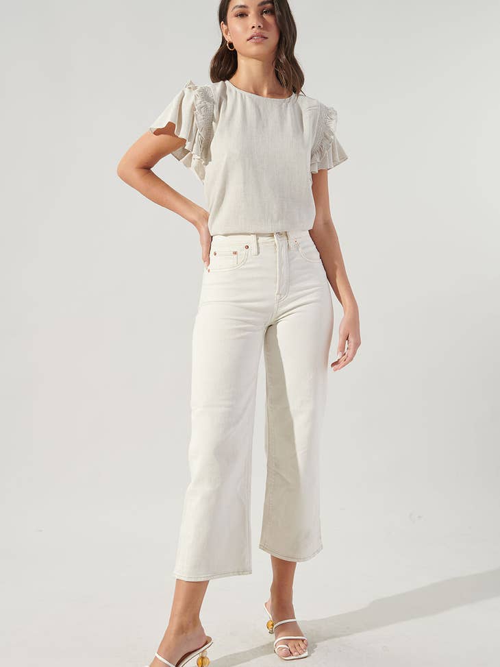 Au Naturale Linen Ruffle Top