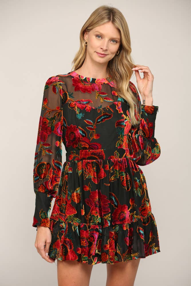 A Dozen Roses Velvet Dress