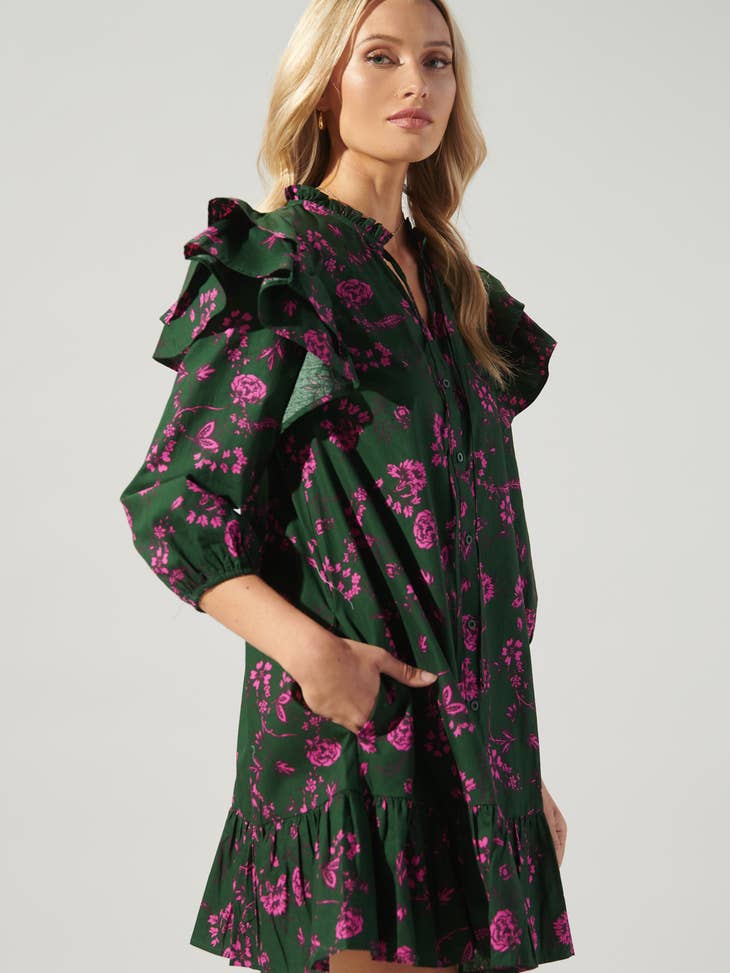 Winter Garden Ruffle Drop Waist Dress