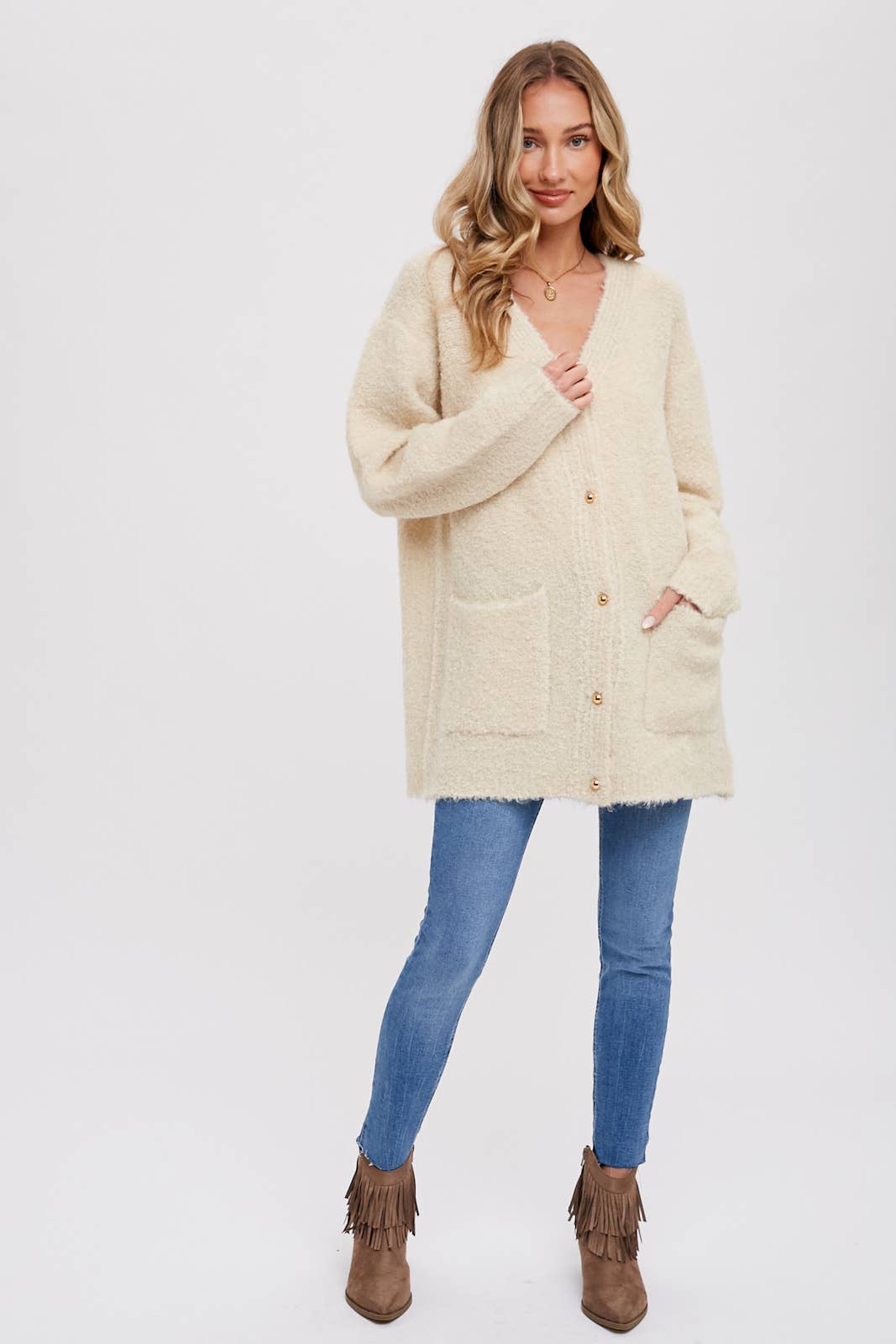 Oatmeal Boucle Cardigan