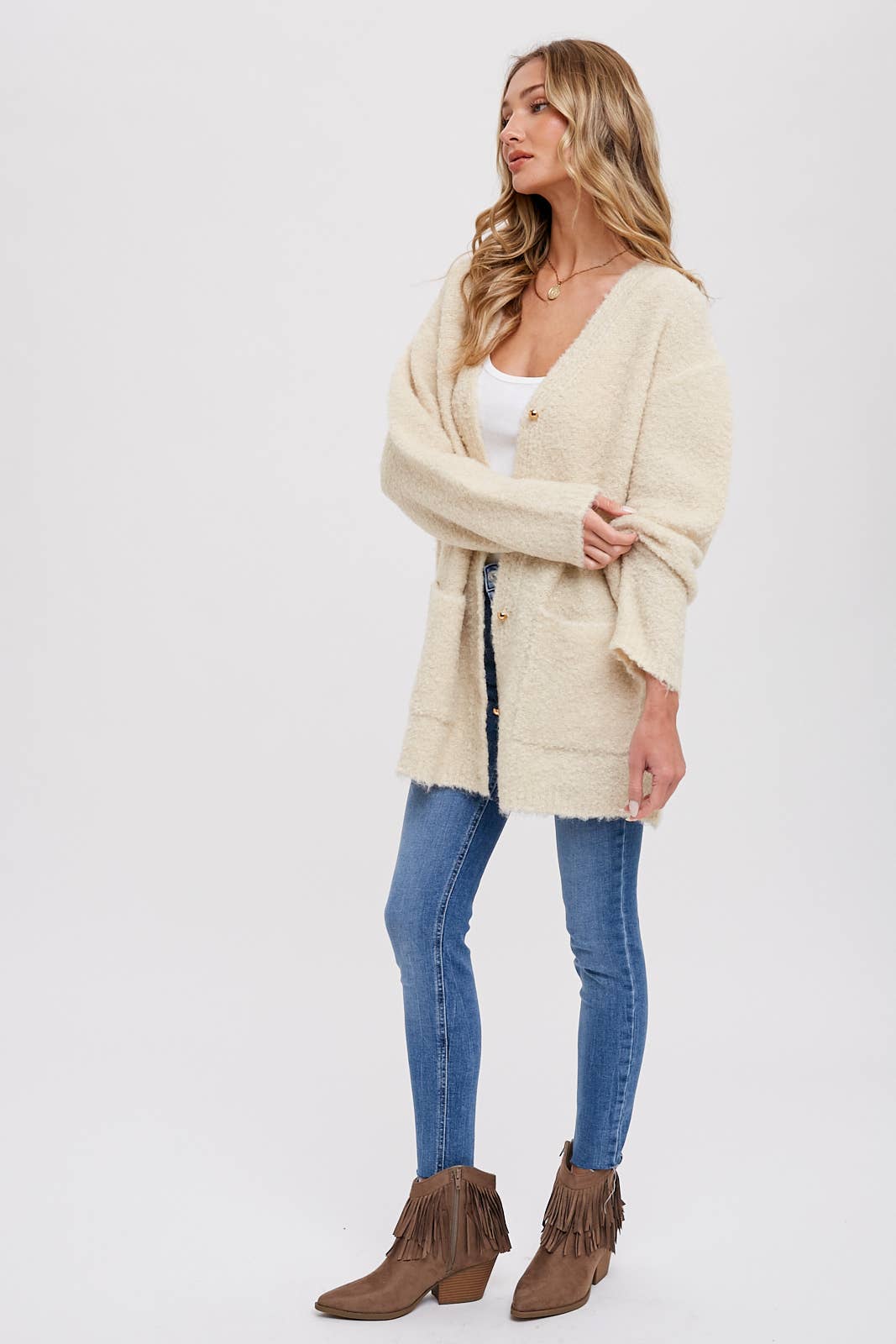 Oatmeal Boucle Cardigan