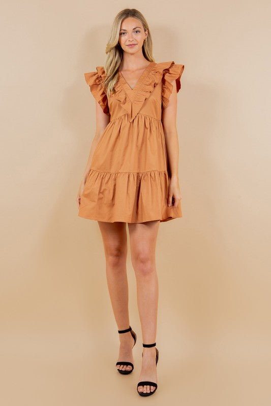 Caramel Dreams Ruffle Dress