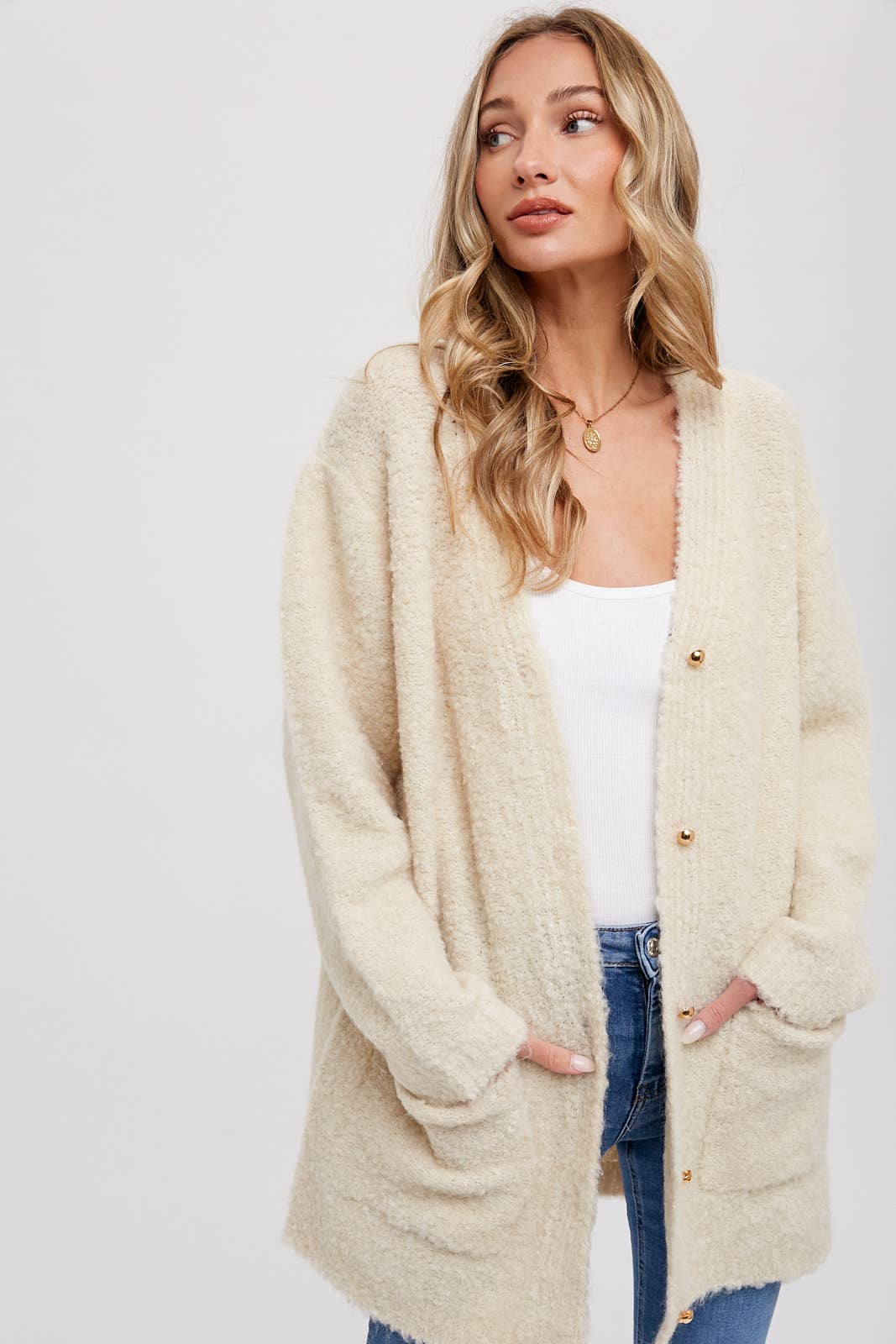 Oatmeal Boucle Cardigan