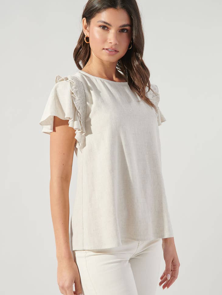 Au Naturale Linen Ruffle Top