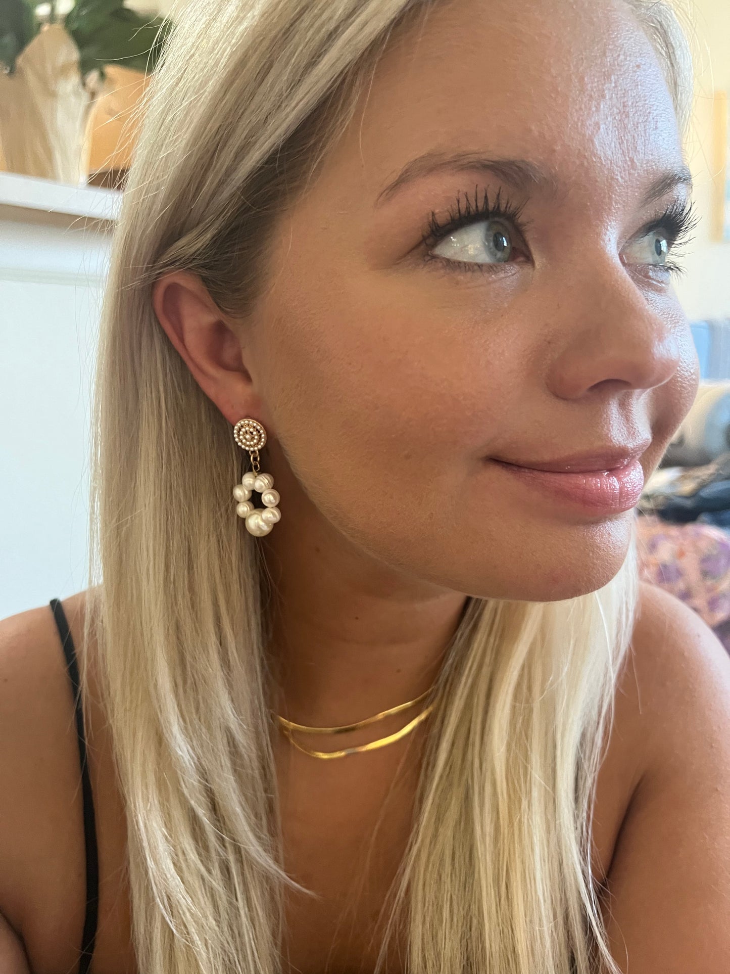 Bubbly Pearl Circle Drop Earrings