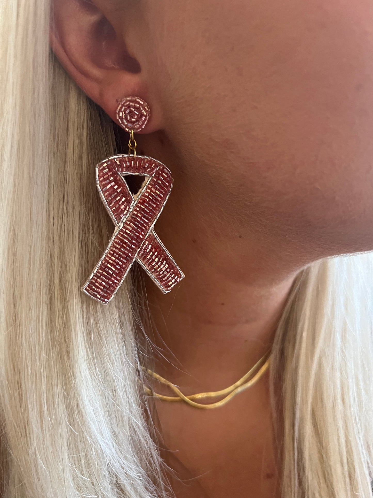 Breast Cancer Ribbon Earring PINK