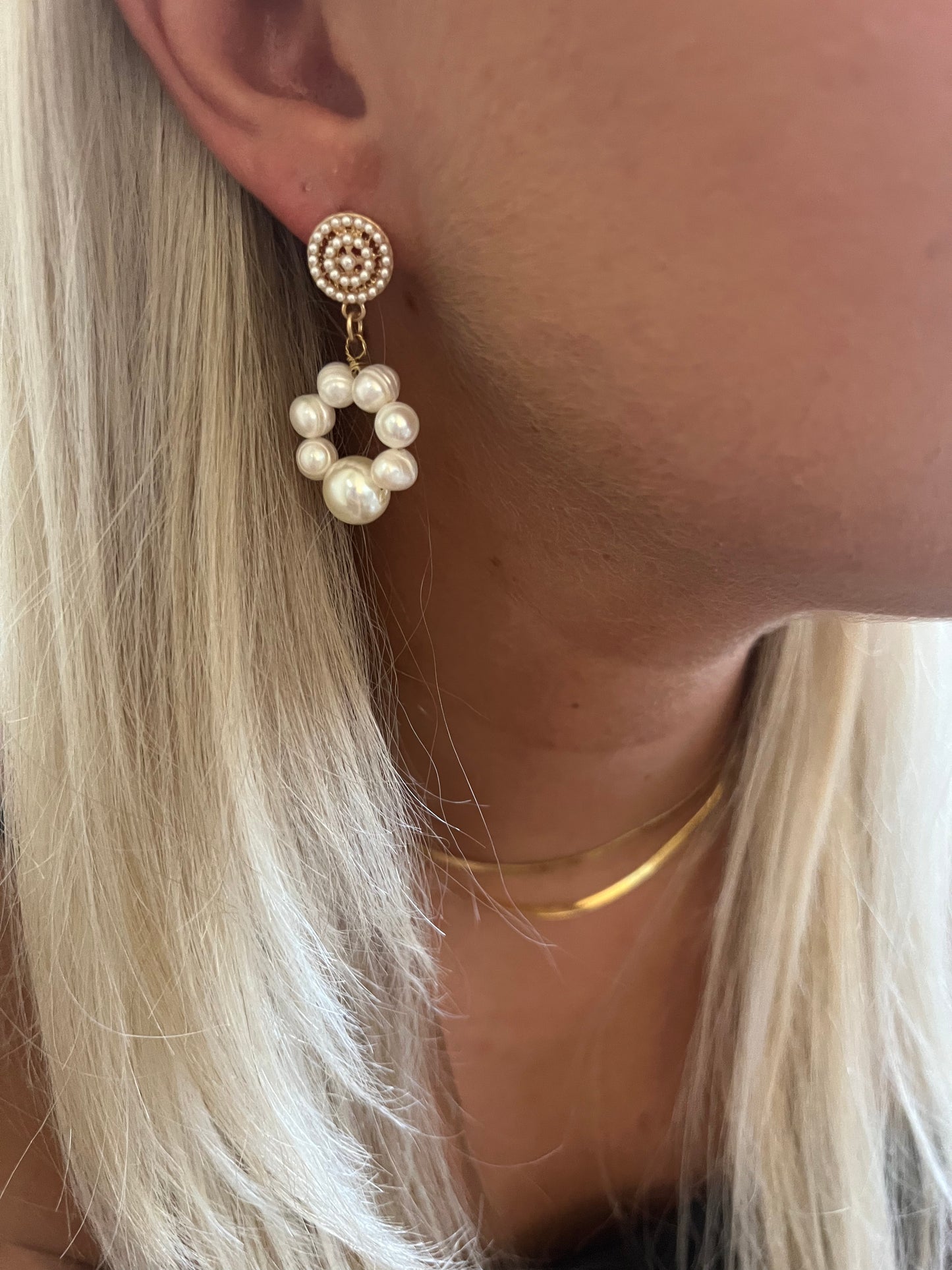 Bubbly Pearl Circle Drop Earrings