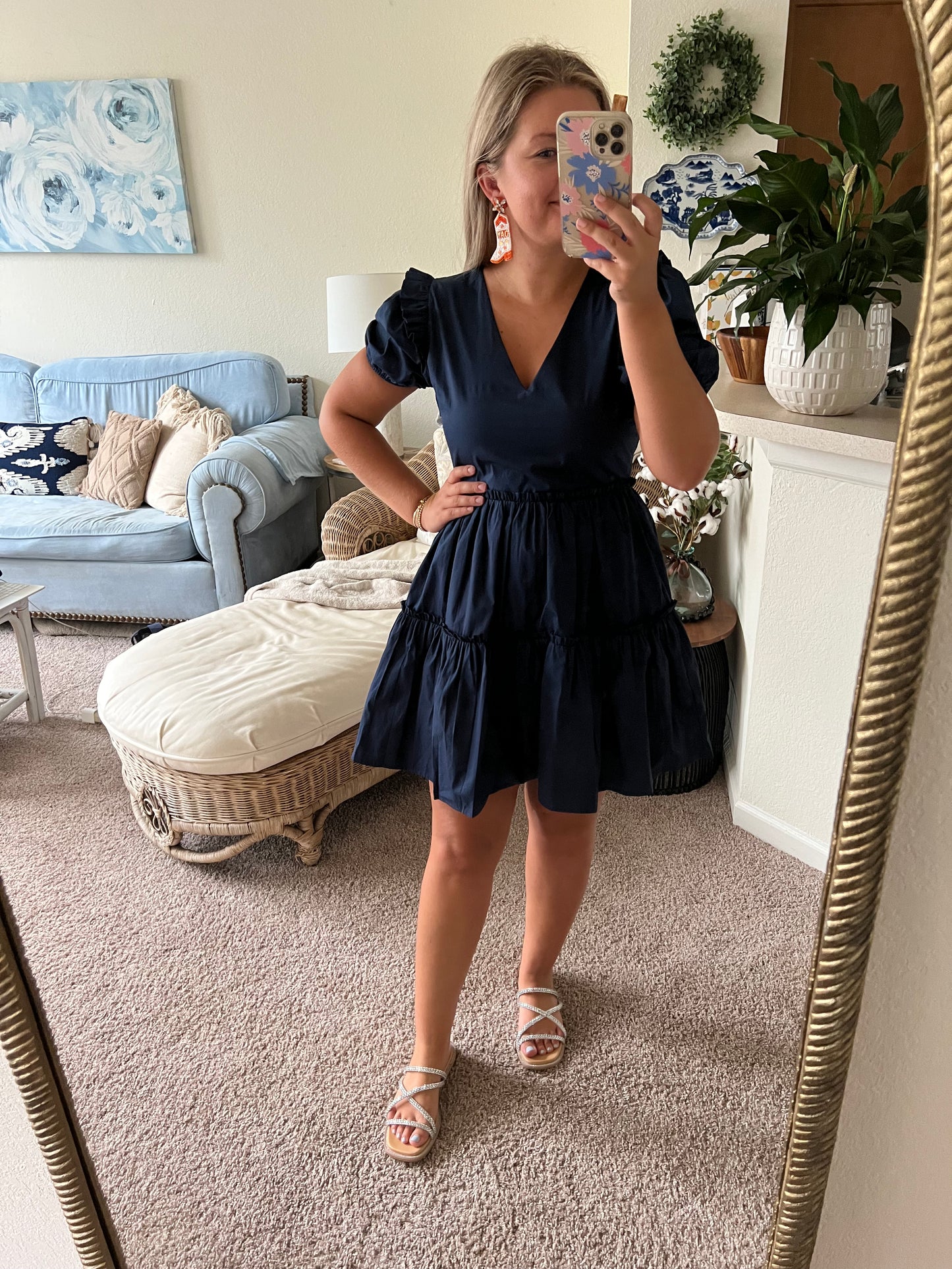 Collegiate Navy Poplin Mini Dress