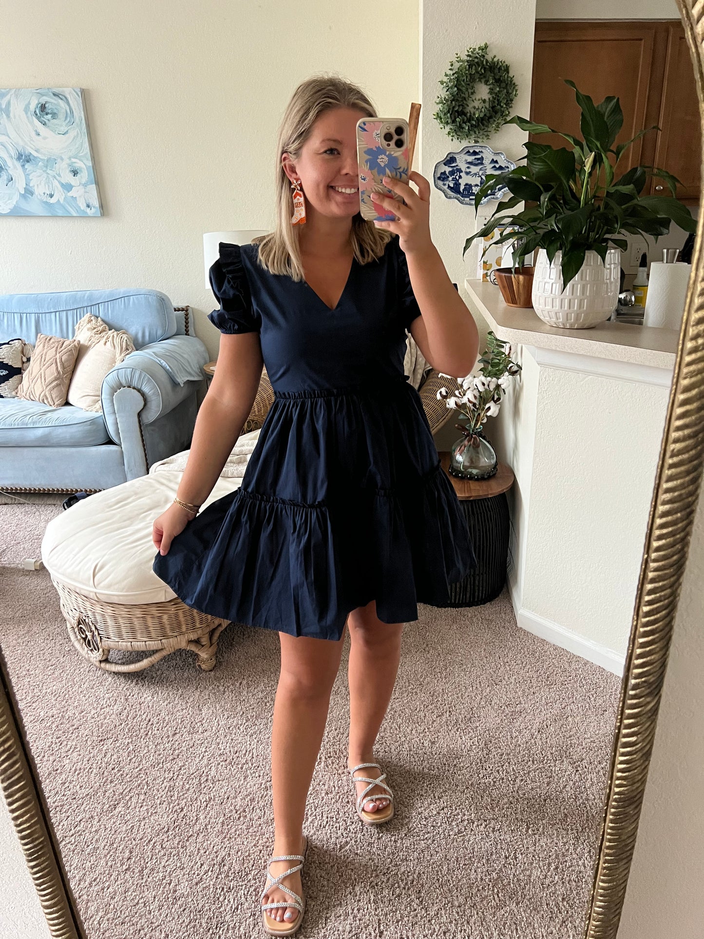 Collegiate Navy Poplin Mini Dress