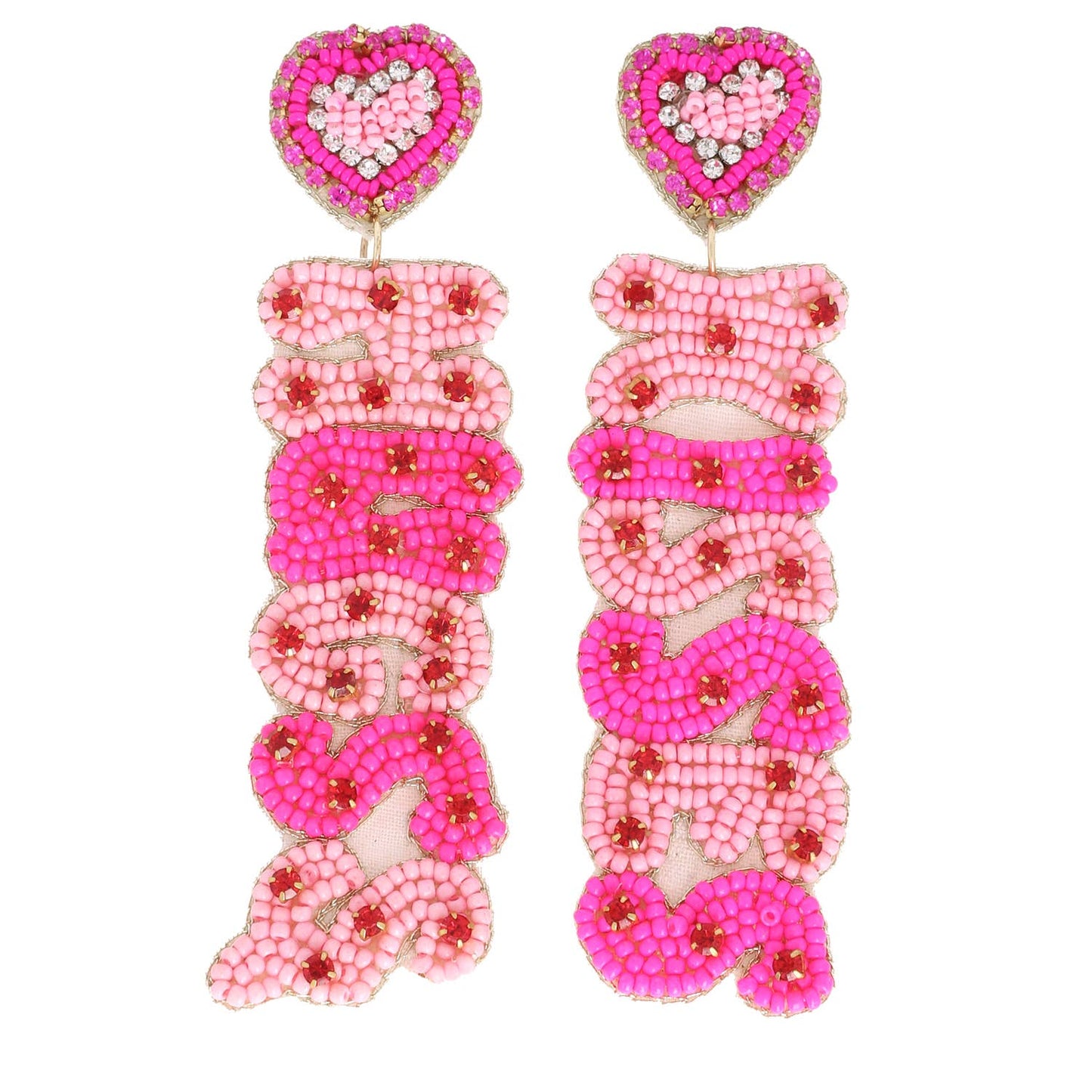 Hugs & Kisses Beaded Valentine Earrings