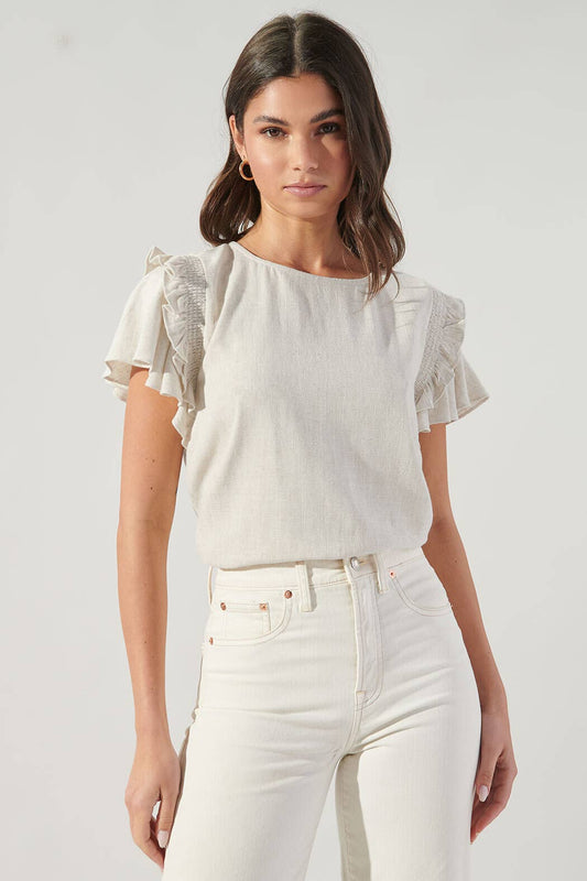 Au Naturale Linen Ruffle Top