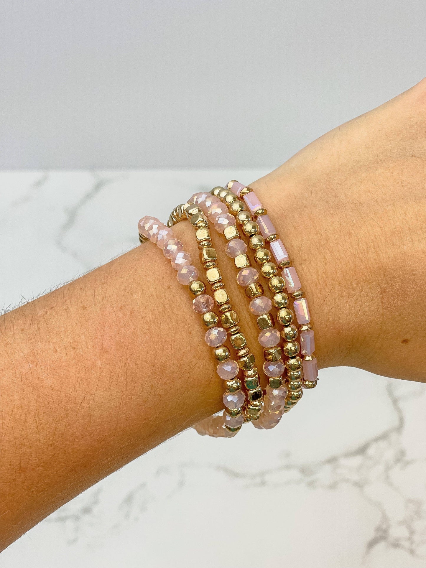 Light Pink + Gold Bracelet Stack